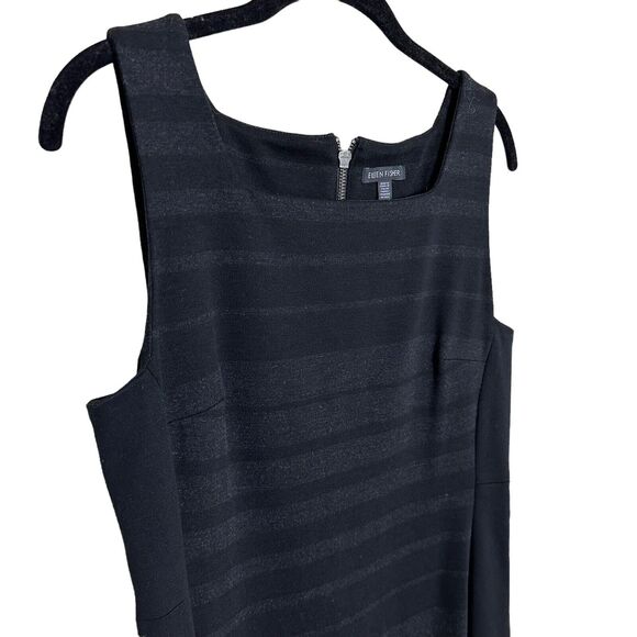 Eileen Fisher Mini Dress Sleeveless Square Neck Black & Gray Knit Sheath size 6 - Picture 12 of 12
